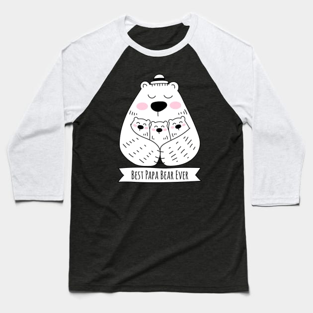 Best Papa Bear Ever - 3 Kids Baseball T-Shirt by HappyCatPrints